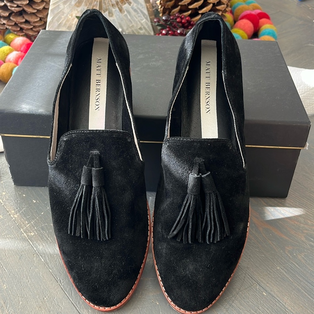 Matt Bernson Gently worn Emerson black suede loafers - size 7 with box